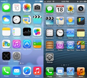 iOS 7 vs iOS 6 主畫面
